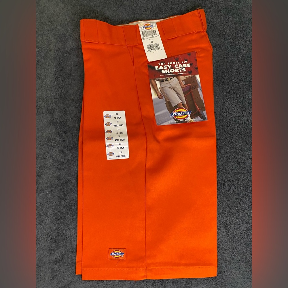 VINTAGE 2005 Deadstock Dickies 13" Loose Fit Easy Care Work Shorts - Orange